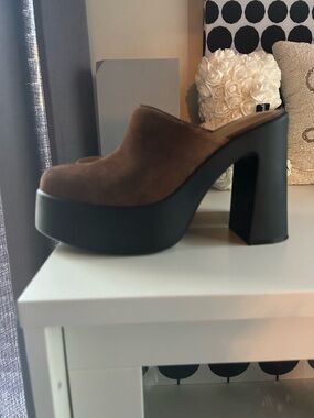 Gianni Bini Brown Suede Platform Clog Mule - Women Shoes